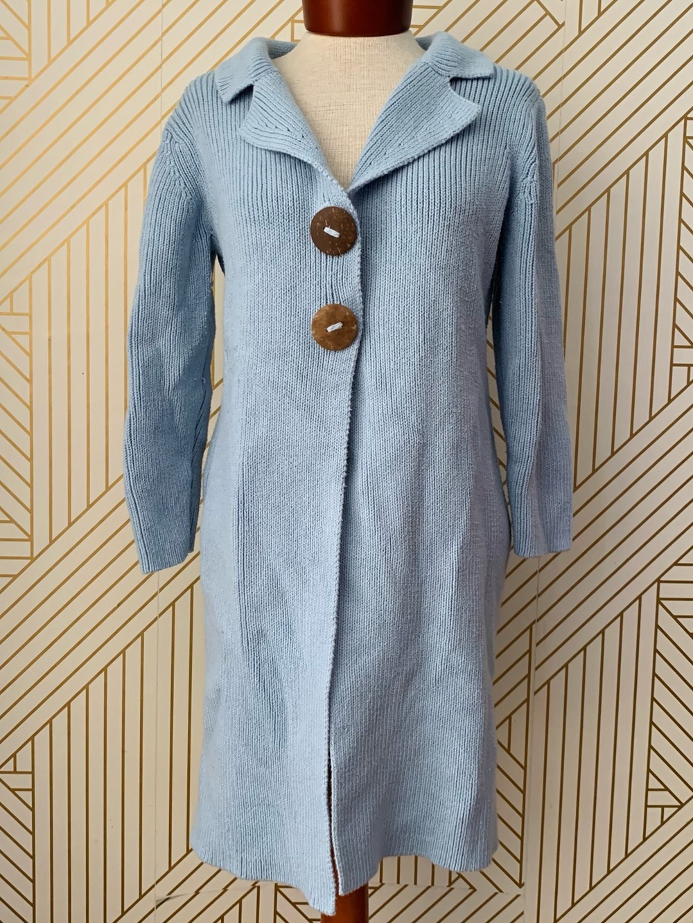 Norm Thompson Vintage 100% Cotton ribbed Sweater jacket M Lagenlook knit collar